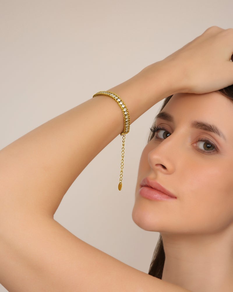 TAAHIRA Multilayered Zircon Chain Bracelet - Image 4